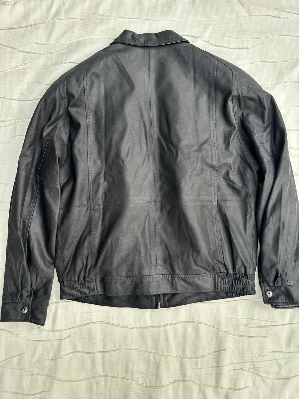 REMY Black Leather Bomber Jacket Men's Size 38 Lambskin Leather